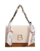 Lucky Bees Екологична кожена чанта crossbody с аксесоар за шал - Крем - 16x23x9