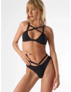 Maison Close Bathing Bra With Cris-crossed Straps And Decorative Metallic Details - Черен
