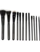 Makeup Комплект от 12 четки за грим черен калъф за съхранение