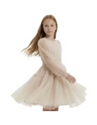 MaLuna Рокля за момичета Holly - елегантна - размер 128 см - бежова - тюл - Бежов