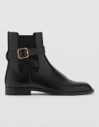 Mango Боти Chelsea от еко кожа с декоративни каишки Черен