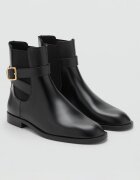 Mango Боти Chelsea от еко кожа с декоративни каишки Черен