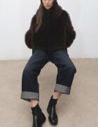 Mango Боти Chelsea от еко кожа с декоративни каишки Черен