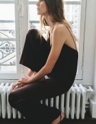 Mango Дълъг гащеризон с тънки презрамки Тъмнокафяв