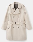 Mango Двуреден тренч с колан Светло бежово