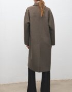 Mango Двуредно палто с вълна Сиво-кафяв