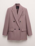 Mango Двуредно сако с вълна Прашно розово