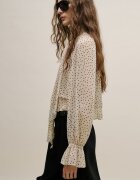 Mango Ефирна блуза на точки Черен/Светло бежово