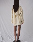 Mango Къс тренч с копчета и висока яка Светло бежово