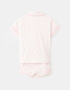 Mango Къса пижама с тропическа шарка Бял/Бледо розово