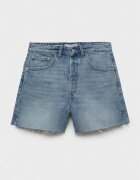 Mango Къси дънки с копчета Светлосин