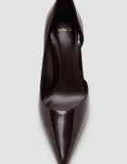 Mango Лачени кожени обувки D'Orsay с ток Тъмнокафяв