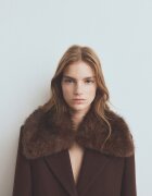 Mango Палто с вълна с джобове с капаче Тъмнокафяв