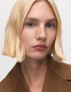 Mango Палто с вълна Тъмнокафяв