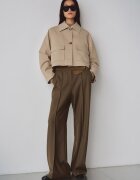 Mango Памуче тренч с джобове с капаче Светло бежово