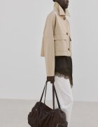 Mango Памуче тренч с джобове с капаче Светло бежово