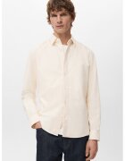 Mango Памучна риза Oxford - Светло бежово