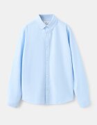 Mango Памучна риза Oxford Светлосин