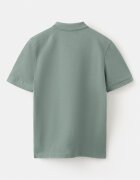 Mango Памучна тениска с яка Светлозелен
