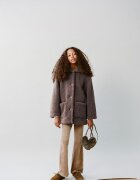 Mango Плюшено палто с пришити джобове Тъмнокафяв