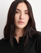 Mango Пуловер с къси ръкави и яка Черен