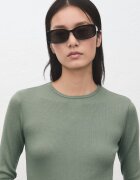 Mango Рипсена слим блуза Светлозелен