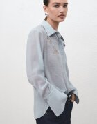 Mango Риза с лиосел с флорална бродерия Ледено синьо