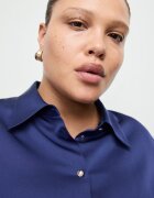 Mango Сатинирана риза с дълги ръкави Кралско Синьо