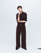 Mango Широки джинси Тъмновиолетов