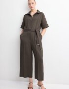 Mango Скъсен гащериозон от лен и лиосел с връзка Тъмнокафяв