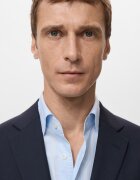 Mango Слим вълнено сако Тъмносин