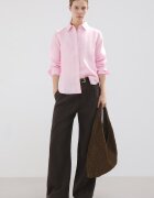 Mango Стандартна ленена риза Пастелнорозов