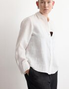 Mango Свободна ленена риза с джоб отпред Бял