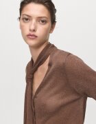 Mango Свободна жилетка с шал Светлокафяв