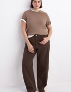 Mango Свободни дънки със средновисока талия Тъмнокафяв