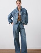 Mango Свободно яке от деним Светлосин