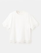 Mango Тениска с английска бродерия Бял