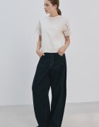 Mango Тениска с дантела Сан Гало Слонова кост