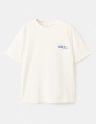 Mango Тениска с графика Крем