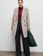 Mango Тренч с вълна с копчета Бежов