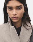 Mango Тренч с вълна с копчета Бежов