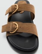 Mango Велурени чехли с тока Кафяв