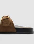 Mango Велурени чехли с тока Кафяв