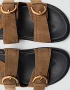 Mango Велурени чехли с тока Кафяв