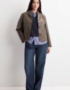 Mango Яке от еко кожа с раздвоен ревер Маслинено зелено