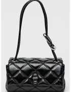 Marc Jacobs Капитонирана кожена чанта Baguette - Черен
