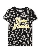 Marc Jacobs Тениска с овално деколте и бродирано лого - Бял/Черен/Жълт