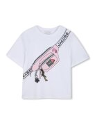 Marc Jacobs Тениска с овално деколте и фигурален принт - Бял/Черен/Бледо розово