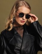 Marc Lauder Унисекс шестоъгълни слънчеви очила с поляризирани лещи - 54987 Черен