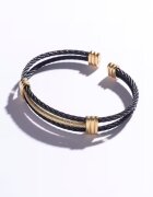 Marc Malone Гривна от инокс с 18K злато Златист/Черен